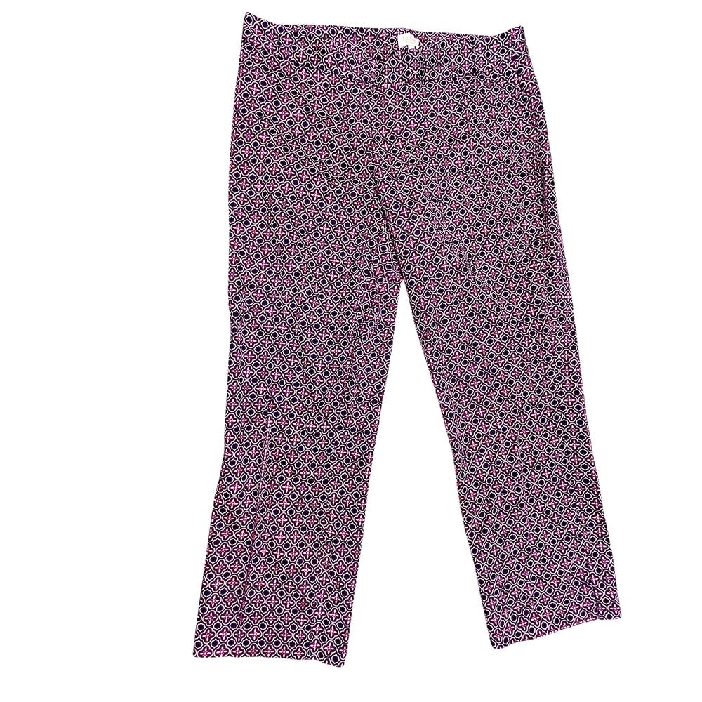 Laundry by Shelli Segal Pants Black Red Geo Floral Cotton Womens Size 6